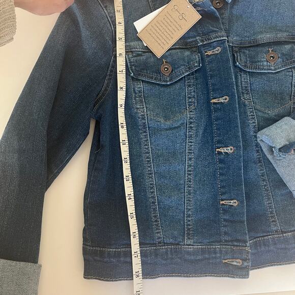 NEW Jessica Simpson Pixie Cropped Jean Jacket SZ Small Medium Wash - Picture 7 of 10